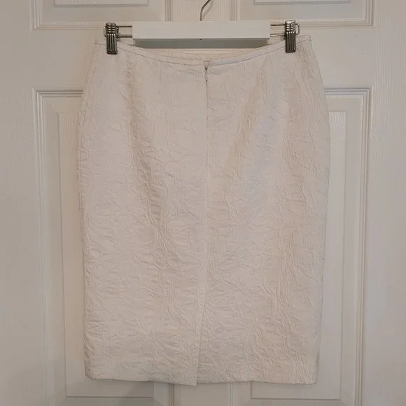 Kasper Ivory White Embossed Pencil Skirt Size 4P - Picture 3 of 7